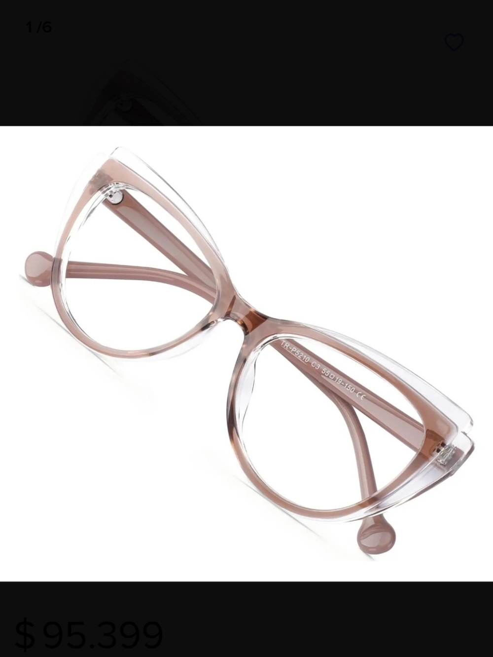 New Doeraymi Blue Light Blocking Cat-Eye Eyeglasses with Pink Cloth. 55-19-150.